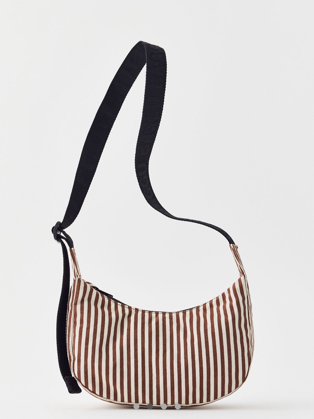 BAGGU Small Nylon Crescent Bag Brown Stripe - Picture 4 of 9